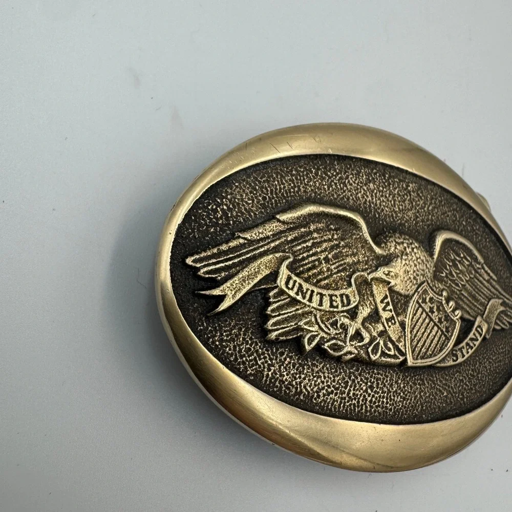 Vintage 1976 Heritage‎ Mint Ltd Solid Brass American Eagle Belt Buckle Patriotic